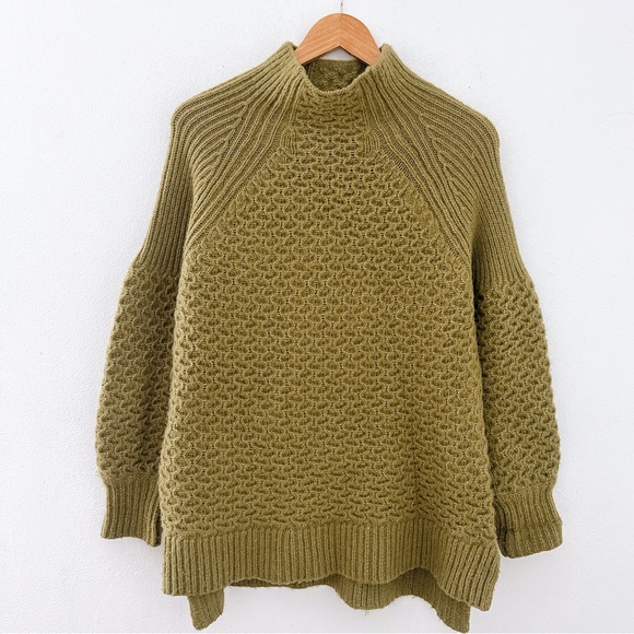 Anthropologie Sweater Bia Mock Neck Tunic Alpaca Blend Medium Balloon Sleeves - Picture 3 of 12